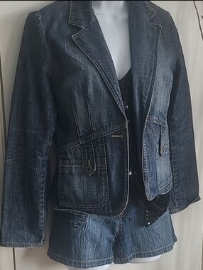 Storm Dark Blue Denim Blazer Jacket